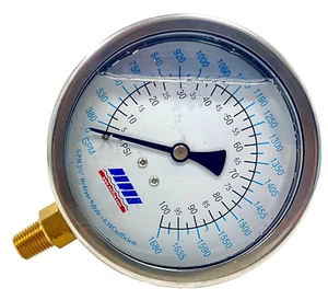 NNI 4" Dial Dual Read PSI GPM Gauge 0-100Psi/1680 GPM Liquid filled - Picture 1 of 7