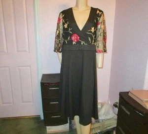 Vestido de hadas negro de malla transparente bordado floral 2X bruja caprichosa nuevo con etiquetas - Imagen 1 de 11