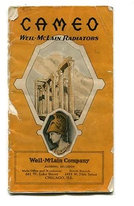 Folleto ilustrado vintage WEIL-McLAIN RADIATIORS CAMAFEO Chicago  - Imagen 1 de 3