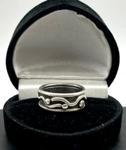 TRIBAL SOUTHWEST massiv Sterling Silber 925 SQUIGGLE WELLIG Gr. 5,5 RING schwarz 5 - Bild 1 von 6