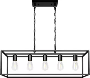 Black Farmhouse Kitchen Island Lighting Modern Linear Chandelier Industrial Dini - Picture 1 of 9