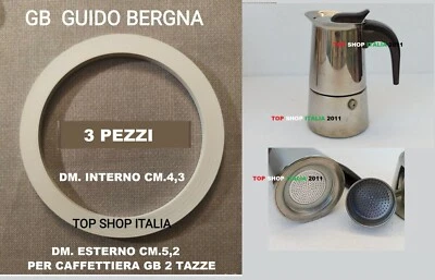 SET 3 PEZZI GUARNIZIONE 2 TAZZE DM.5,2 PER CAFFETTIERA GB GUIDO BERGNA