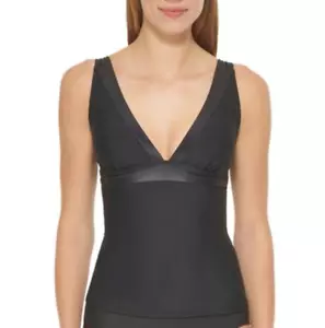 DKNY Tankini Badeoberteil V-Ausschnitt schwarz Badeanzug neu mit Etikett Größe XS - Bild 1 von 6