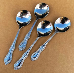 4 x CUCHARAS SOPERA CREMA TAZÓN REDONDO DE ACERO INOXIDABLE CAMDEN CONTINENTAL Wallace China - Imagen 1 de 1