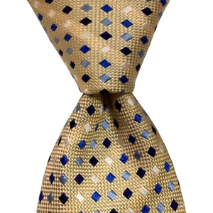 CHARLES TYRWHITT Men's 100% Silk Necktie Designer Geometric Yellow/Blue/White - Picture 1 of 3
