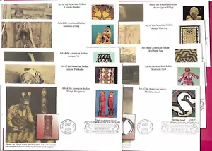 USA 2004 Mystic FDC Set di 10 - ARTE DELL'INDIANO AMERICANO - Shs SANTA FE, NM - Foto 1 di 7