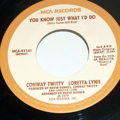 45 RPM Conway Twitty Loretta Lynn Sadness Of All Just What I'd Do MCA 41141 VG+ - Image 1 of 4