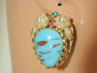 XX Showy Vintage 1950s Foil Art Glass Rhinestone Earrings  533JL4