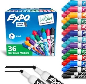 36 Stück trocken abwischbare Marker geruchsarme Keilspitze verschiedene Farben für Klassenzimmer - Bild 1 von 9