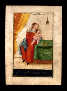 heilige MINIATUR PERGAMENT 1700 S.MARIA UND JESUS KIND - Bild 1 von 1