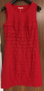 GINA BACCONI Range Dress With Ruffle Detail - Red - UK 18 / EU 44 - £290 - Picture 1 of 7
