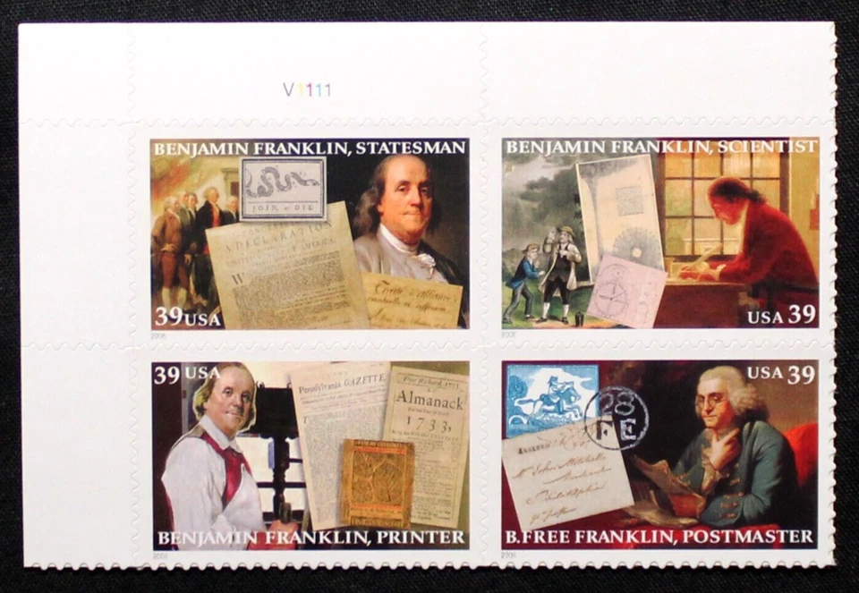 US Plate Blocks Stamps #4021-24 ~ 2006 39c Benjamin Franklin MNH RL18 - Image 1 of 1