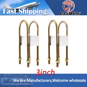 Pair 3" Inch Aluminum Extruded Leaf Spring Lowering Blocks w/ U-Bolt Hardware US - Foto 1 di 12