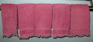 5 Fieldcrest Royal Velvet Fingertip Towels Pink Cotton Set 16.5"x 10.5" VGUC - Picture 1 of 12