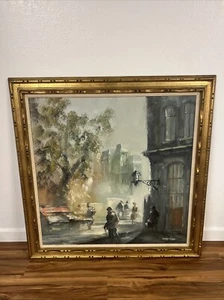 JOSE CAMPUZANO VINTAGE MODERN CITYSCAPE STREET IMPRESSIONIST OIL PAINTING OLD 34 - Picture 1 of 11