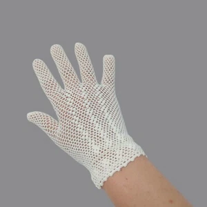Vintage White Lace Knit Gloves Small Embroidery - Picture 1 of 8