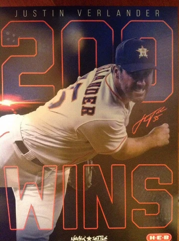 Justin Verlander Houston Astros 200 Wins Poster SGA NEW Cover