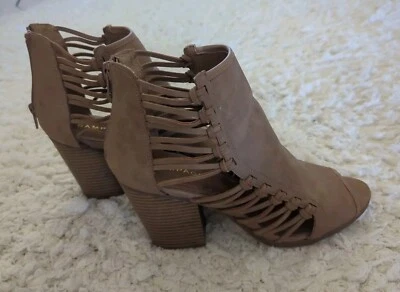 Botas al Tobillo Rampage VIDA Marrón Peep Toe, Tacones Apilados Talla 9 Foto 1 de 4