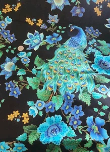 Timeless Treasures Fabrics Inc. "Plume" CM8662 42"x1.75 Yds. Peacock 12" Long - Picture 1 of 10