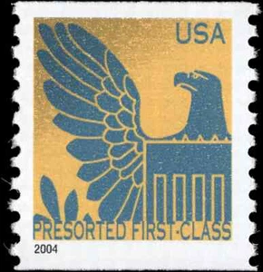 US Scott # 3847, Eagle : Gold and Dull Blue, 2004 25¢ Stamp, MNH - Picture 1 of 1