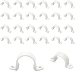 100 Pcs Plastic Pipe Clamps - 2 Hole Pipe Strap Fit under 3/4 Inch PVC Pipes Whi - Picture 1 of 12