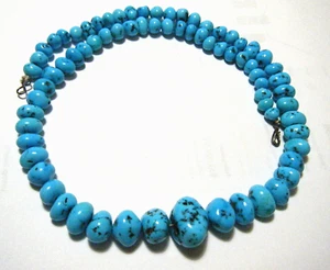 Collar Vintage Años 70 Bella Durmiente Turquesa y Esterlina Cuentas Rocas Graduadas - Imagen 1 de 6