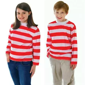 Bambini Rosso e Bianco Top a Righe Ragazze Ragazzi Libro Giorno Costume - Foto 1 di 5