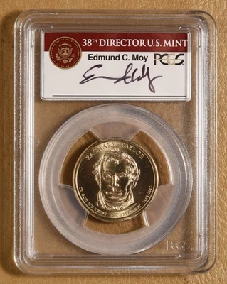 2009 Zachary Taylor Dollar Mint Error: Missing Edge Lettering PCGS MS67 - Image 1 of 2