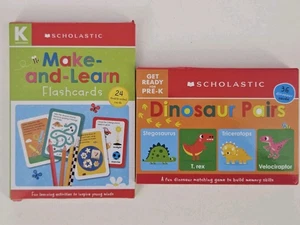 Scholastic Pre K Dinosaur Pairs & Kindergarten Make & Learn Flashcards - Picture 1 of 2