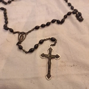 Rosario católico religioso vintage cuentas negras - italiano - Imagen 1 de 6