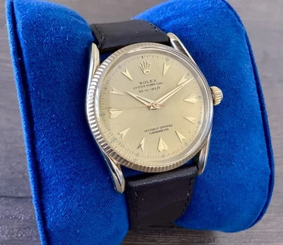 Vintage Rolex Oyster Perpetual Bombay Ref 6593 1950’s Solid 14k Gold - Image 1 of 4