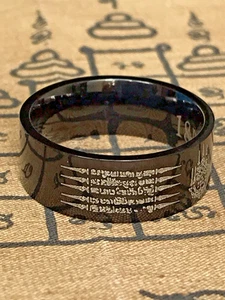 Anillo Negro Yant 5 Filas Potente Talismán Auspicioso Bendito Amuleto Tailandés Superior de la Suerte - Imagen 1 de 9