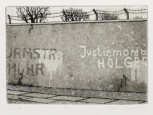 Jan Huber Berliner Veduten Gefängnis Mauer Holger Radierung  signiert nummeriert - Bild 1 von 2