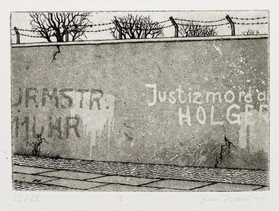 Jan Huber Berliner Veduten Gefängnis Mauer Holger Radierung  signiert nummeriert - Bild 1 von 2