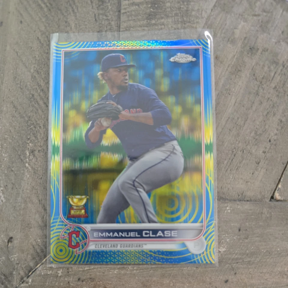 2022 Topps Chrome Lite Emmanuel Clase Blue/Yellow Sonic Refractor /75 - Image 1 of 2