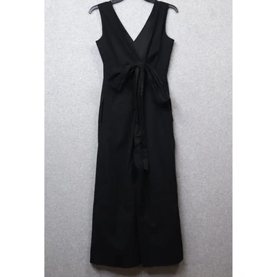 J. Crew Jumpsuit V Neck Bow Front Womens 0 Black Sleeveless Buisness - Image 1 of 4