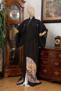 DEAR VANILLA JAPANESE TOMESODE SILK KIMONO WOMEN'S AUTHENTIC JAPAN MADE VINTAGE - Picture 1 of 10