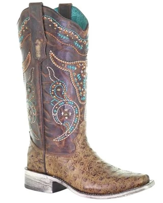 Bota Western Corral Para Mujer Bordada - Puntera Cuadrada Miel 6 1/2 M Foto 1 de 4