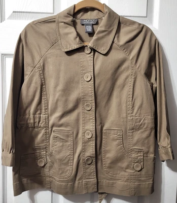 Motto Tan Brown Classic Long Sleeve Button Pocket Jacket Coat Small Tie Back - Image 1 of 4