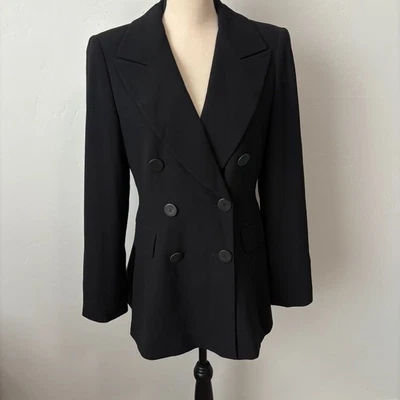 Chaqueta Blazer Giorgio Armani Mujer Chaquetón Negro IT 42 / US 6 Doble Pecho Foto 1 de 4