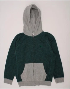 BILLABONG Boys Zip Hoodie Sweater 11-12 Years Green Colourblock Cotton BQ16 - Picture 1 of 3
