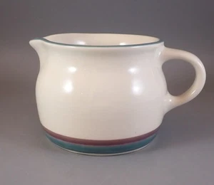 Pfaltzgraff Juniper Gravy Boat / Pitcher Mauve & Green Bands - Picture 1 of 4