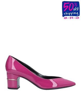 PVP €395 POLLINI Zapatos de salón de cuero US6.5 UK4 EU37 Rosa Tacón cuadrado Hecho en Italia Foto 1 de 4