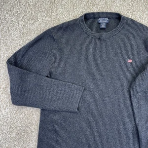 VTG Ralph Lauren Polo Jeans Company Ribber Sweater Mens Size XL Gray USA Flag - Picture 1 of 12
