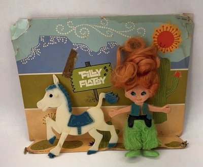 Vintage 1968 Ideal Filly Flatsy Doll w/ Horse & Background - Image 1 of 4