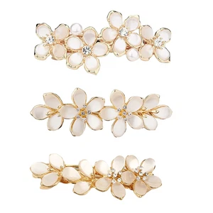 3Pcs Opal Flower Rhinestone Hair Clip French Crystal Vintage Hair Barrettes Eleg - Picture 1 of 12