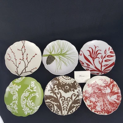 Rosanna Boho Holiday 8" Salad Plates Set of 6 New in Box - Image 1 of 4