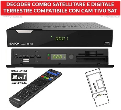 Ricevitore Satellitare Tvsat Decoder Tivusat HD Compatibile Con Cam CI Tv Sat - Immagine 1 di 4