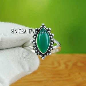 Green Onyx Gemstone 925 sterling silver Handmade Gift Ring US size 5 to 13 - Picture 1 of 4