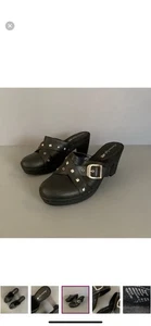 American Eagle Nieten Goth Punk Clog Pantoletten 8 Chunky Y2K Schwarz Silber Retro Selten - Bild 1 von 9